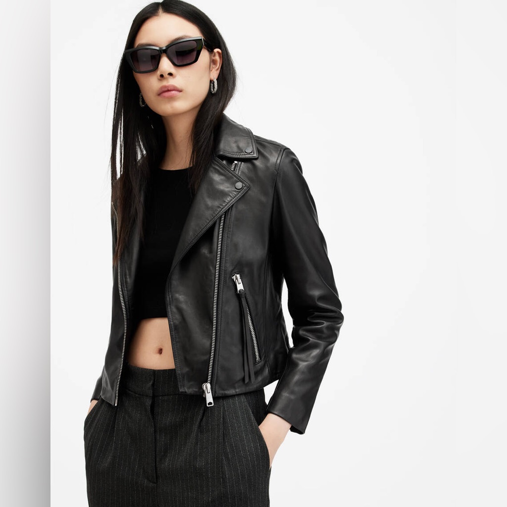 Allsaints Dalby Leather Jacket | Us 8 | Black